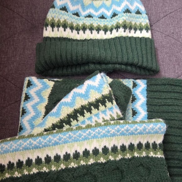 TALBOT hat and scarf set - NWOT - green/blue - Picture 4 of 4